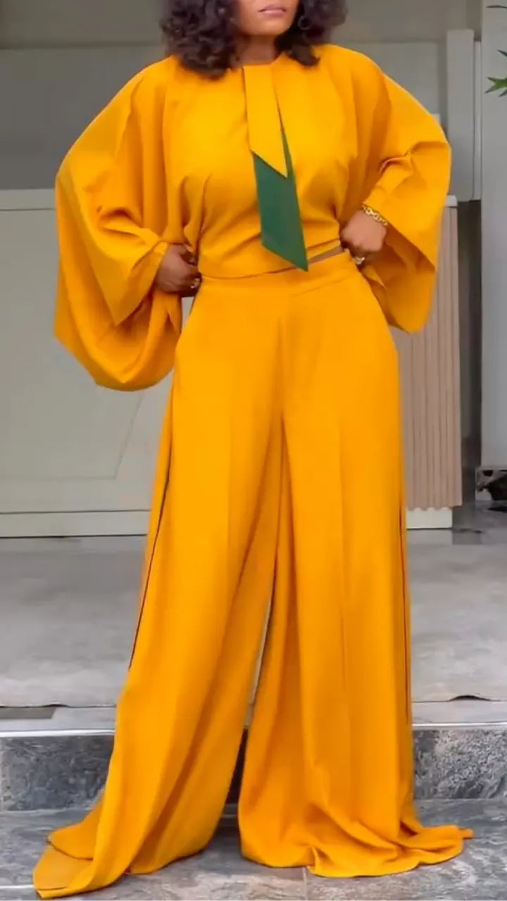 Oversized Cropped Top & Wide-Leg Pant Co-Ord Set