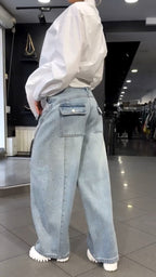 White Rhinestone Shirt Rhinestone Wide Leg Jeans Set
