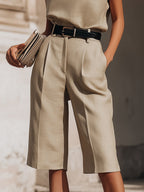 Minimalist Structured Sleeveless Top And Tailored Bermuda Shorts Set