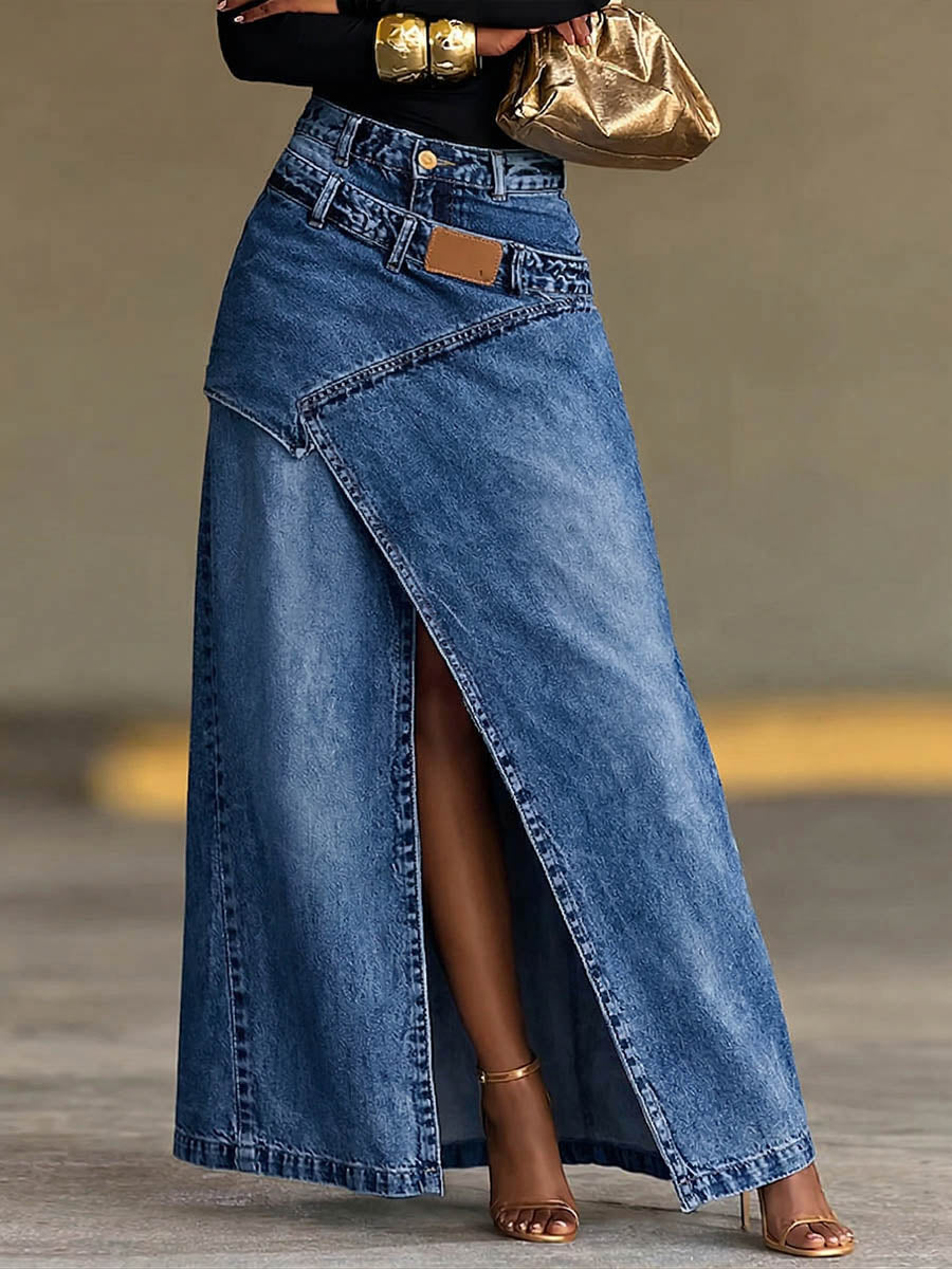 Women's High-waisted Loose-fit Casual Denim Skirt