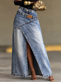 Women's High-waisted Loose-fit Casual Denim Skirt