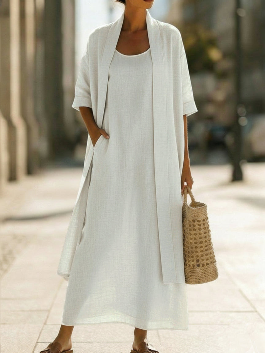 Minimalist Linen-cotton Two-piece Set - Comfortable For Everyday Wear