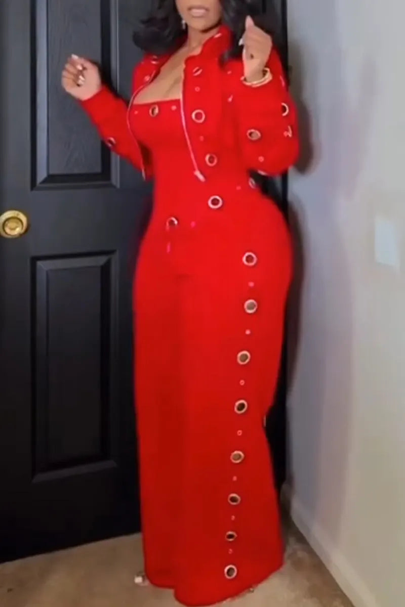 Women Strapless Metal Hollow Jumpsuit or Jacket