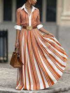 Stylish And Elegant Artistic Striped Maxi Dress