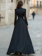 Elegant Tailored Blazer Panel Lace Gown Set