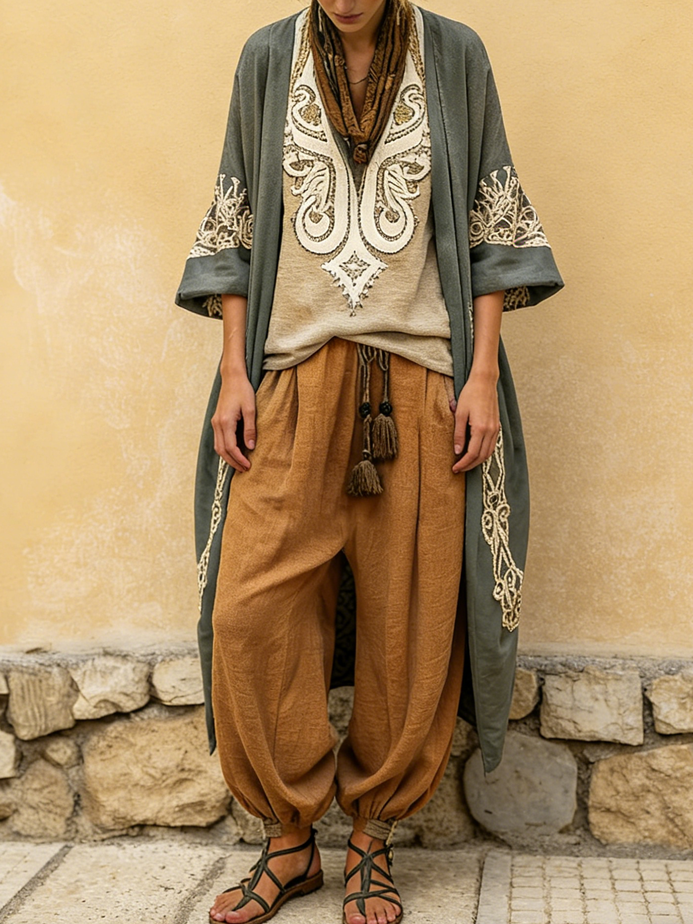 Bohemian Retro Loose Cotton And Linen Three-piece Set