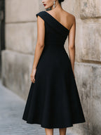 Elegant One-Shoulder A-Line Cocktail Dress