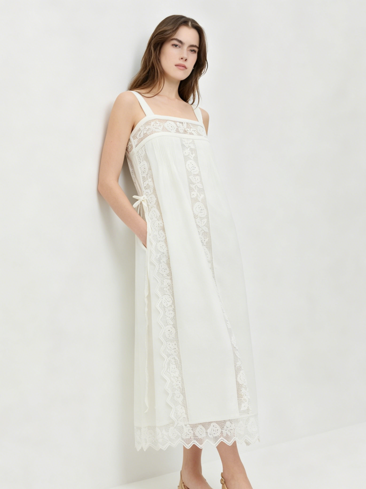 The Lace Linen Midi Dress