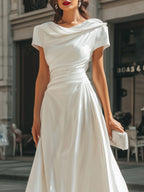 Draped Asymmetric Midi Dress