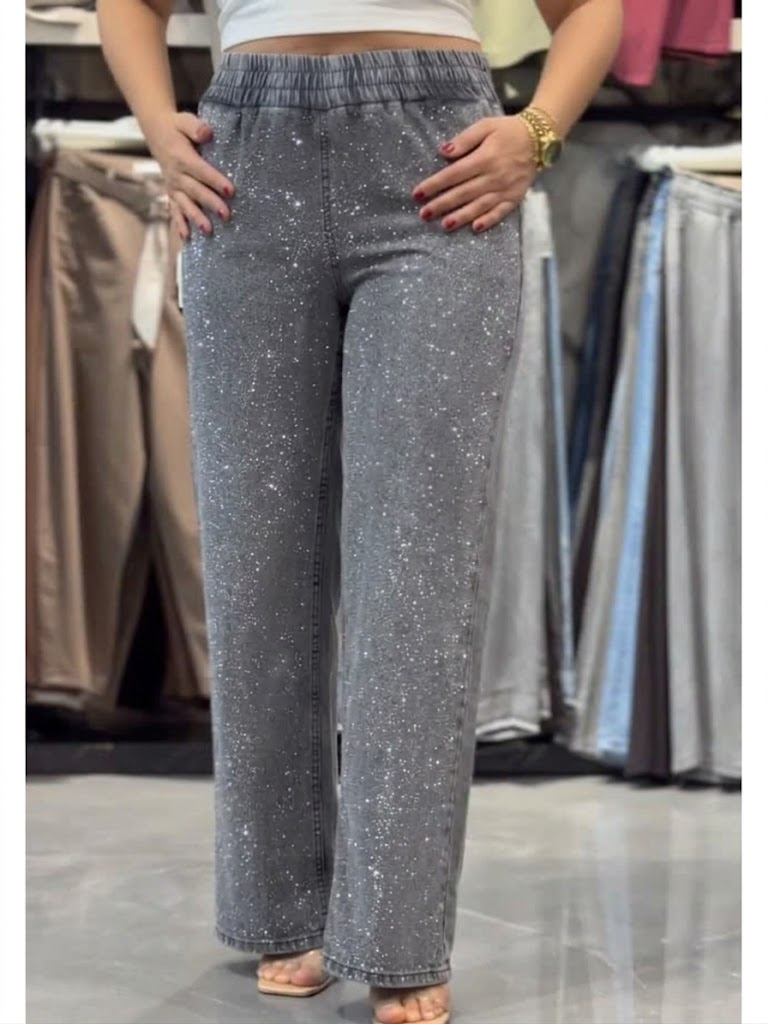 Casual, Sparkling Rhinestone Tencel Denim Jeans