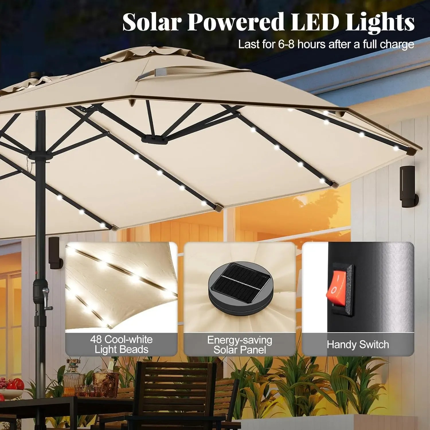 Large Heavy-Duty Patio Umbrella with Base