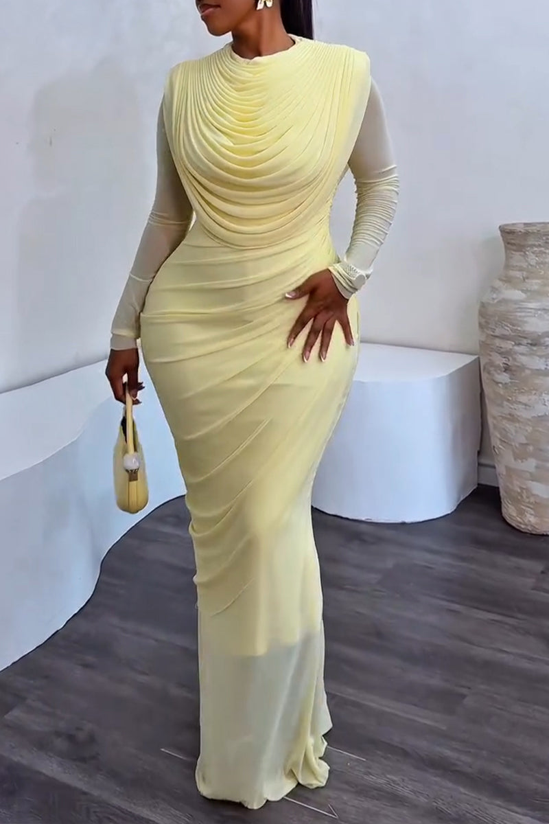 Women's Elegant Party Pleated Slim Fit Dress