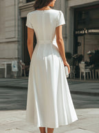 Draped Asymmetric Midi Dress