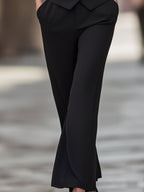 Black Halter Vest & Tailored Straight-Leg Pants Suit Set