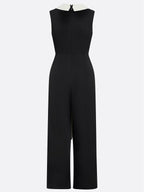 Women Black V Neck Sleeveless Dressy Jumpsuit