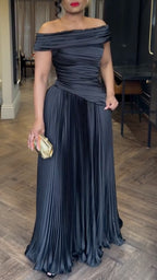 Women's Off-the-Shoulder Pleated Waist Dress