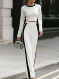 White Cropped Top & Wide-Leg Pants Set