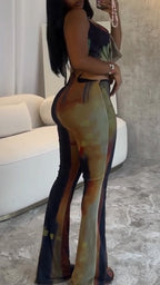 Ladies' Neck Hanging Spliced Hollow Slim Fit Jumpsuit