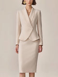 【24-hour shipping out】High-End Fashion Temperament Lapel Beige Suit