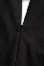 Refined Black Belted Sheath Dress with Mandarin Collar