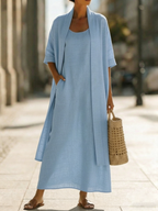 Minimalist Linen-cotton Two-piece Set - Comfortable For Everyday Wear
