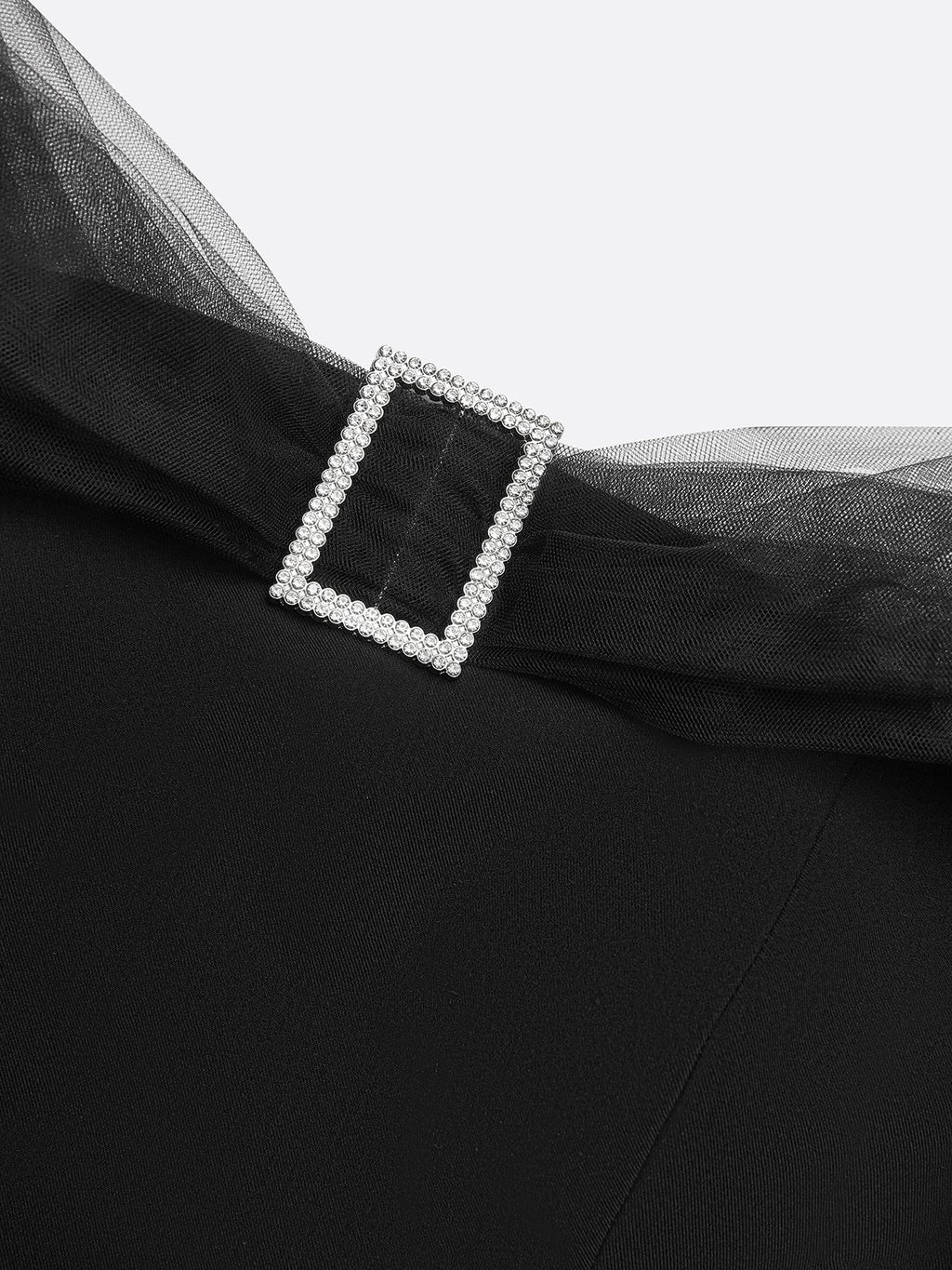 Women Black Mesh Rhinestone V Neck Short Sleeve Elegant Jumpsuit