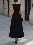 Sleeveless Pleated Midi Dress