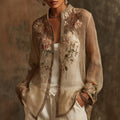 Women's Bohemian Floral  Linen Shirt