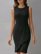 Sheer Sleeve Blazer & Asymmetric Dress Two-Piece Set