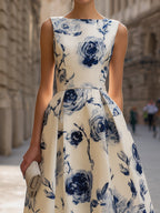 Sleeveless Floral A-Line Midi Dress