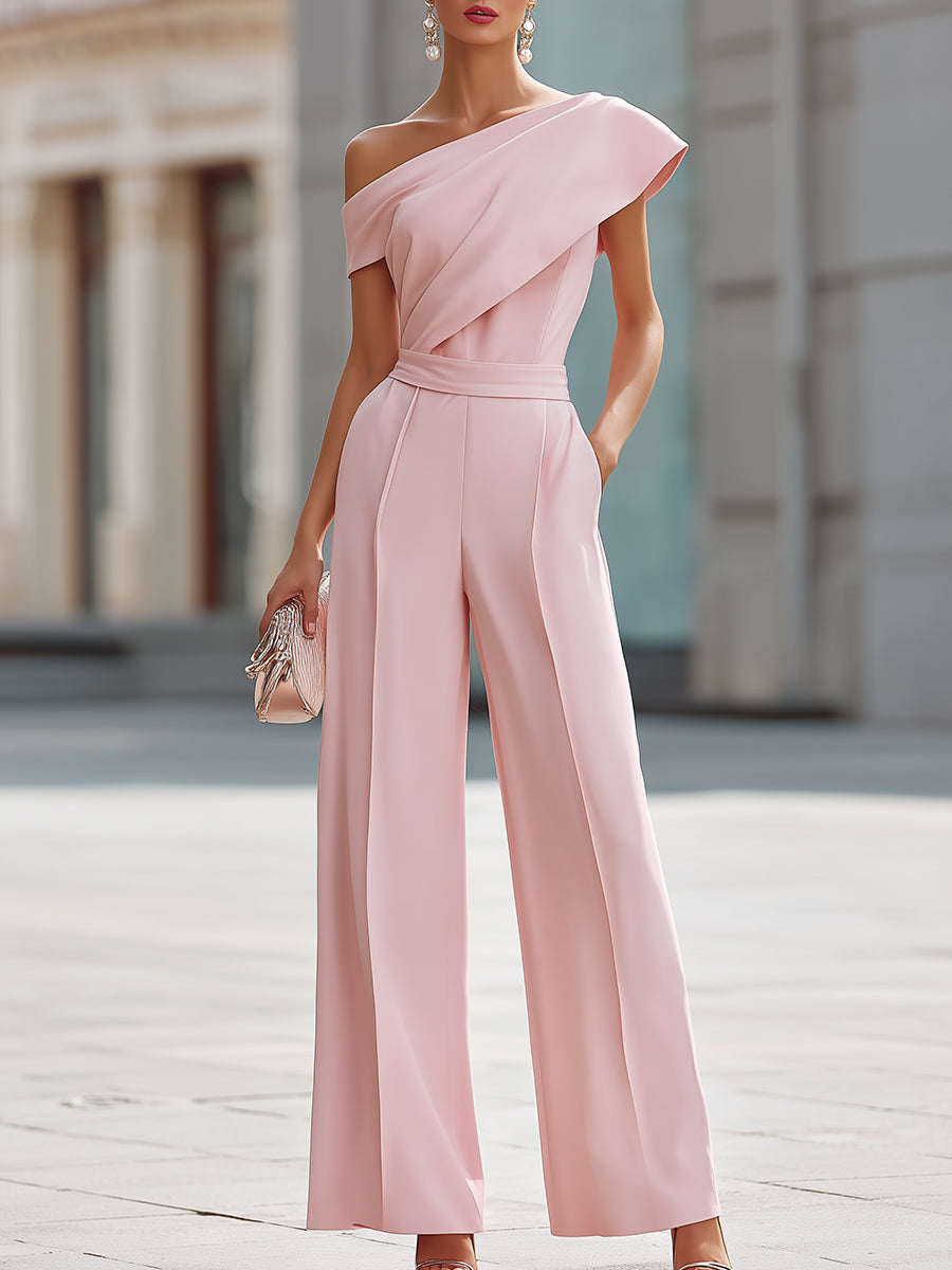 Elegant One-Shoulder Wide-Leg Jumpsuit