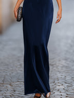 Relaxed Batwing Sleeve Fluid Column Maxi Dress