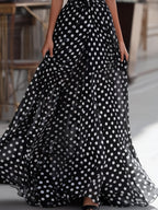 Polka Dot Chiffon V-Neck Maxi Dress