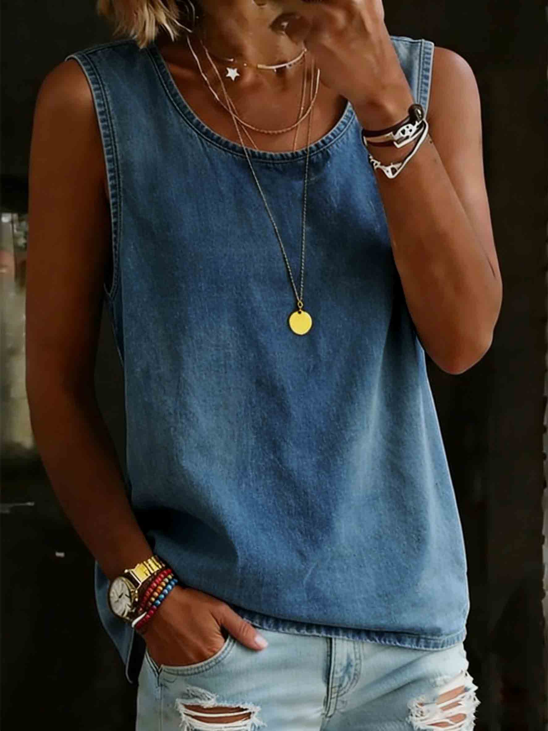 Women's Cotton Denim Tank Top