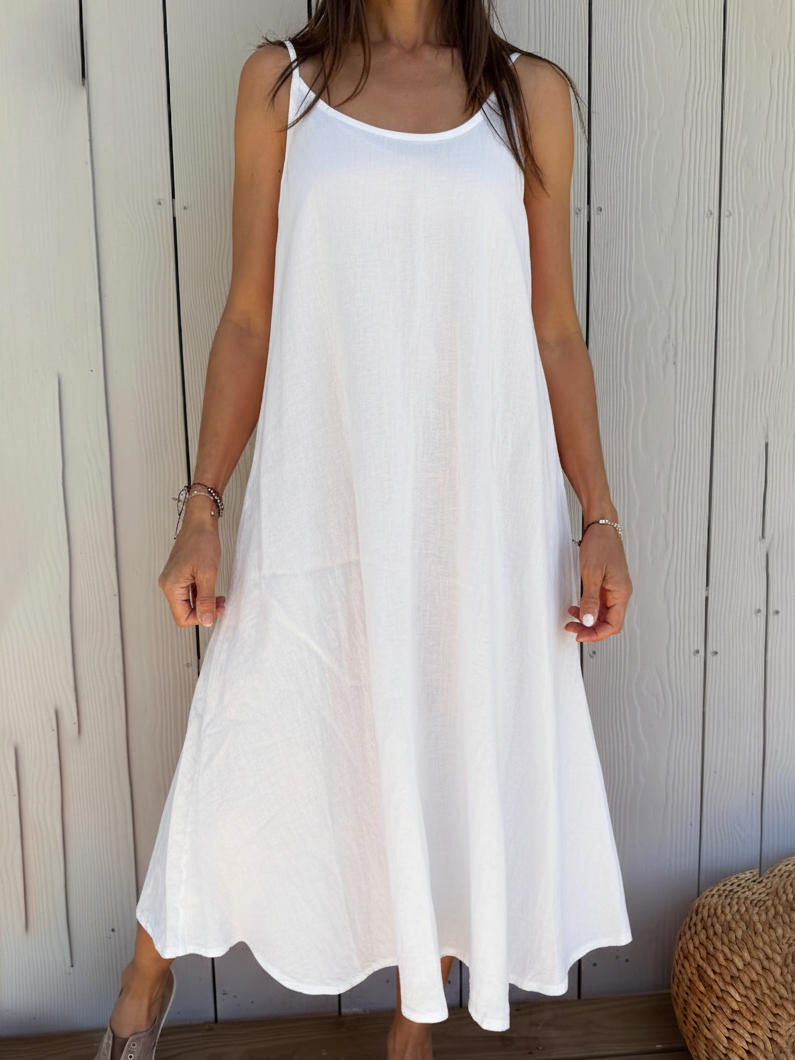 Cozy Basic Loose Linen Cotton Slip Dress