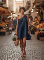 Women's Minimalist Linen-Blend One-Shoulder Sleeveless Mini Dress With Frayed Hem MDZ2597E0Y