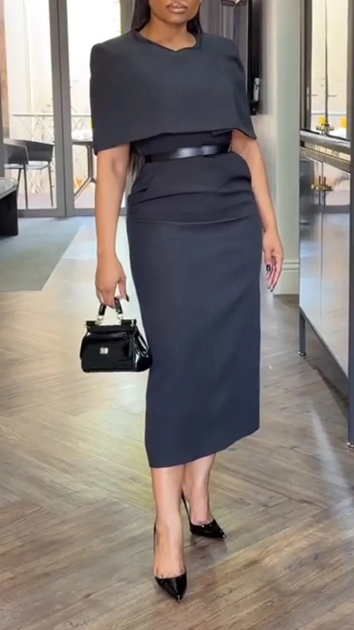 Women Round Neck Patchwork Elegant Temperament Dress