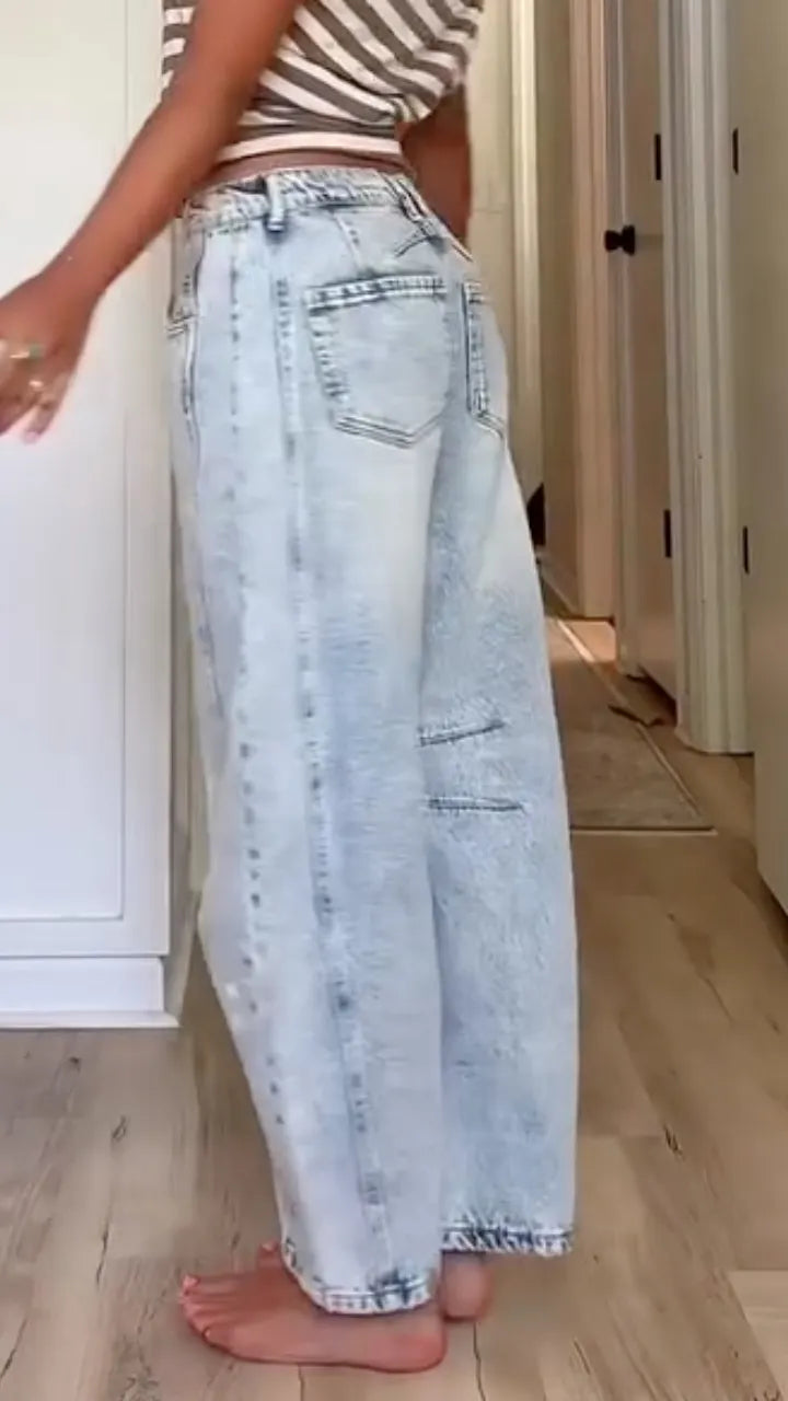 Paint Splatter Barrel Baggy Denim Jeans