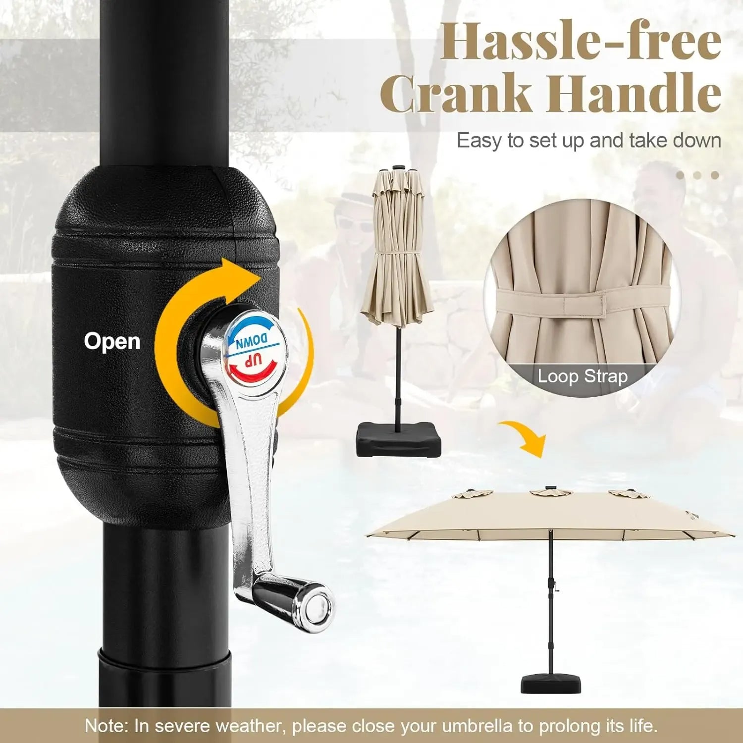 Large Heavy-Duty Patio Umbrella with Base