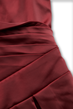 Vintage-Inspired Satin Midi Dress With Draped Collar