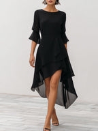 Asymmetric Layered Chiffon Hem Midi Dress