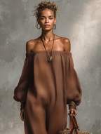 Women's Minimalist Linen Blend Strapless Long-sleeved Jumpsuit MDZ0967A9Y